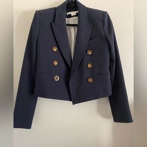 Veronica Beard Blazer Jacket Cropped Navy Classic 4 Or Small